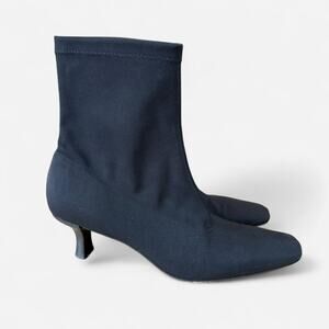 Black ankle sock boots with a kitten heel